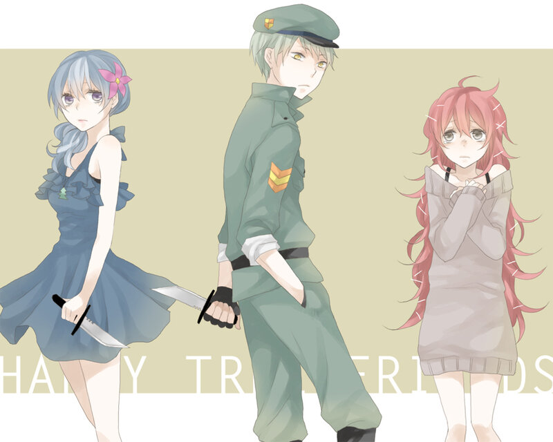Three Anime Characters — Green, Dramatic, Knife, Military Uniform