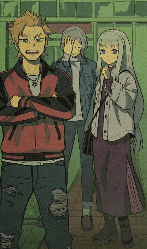 Three Anime Characters — Green, Dramatic, Manga, Jacket