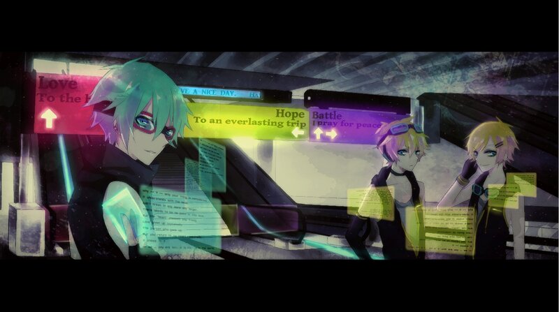 Three Anime Characters — Green, Dramatic, Night