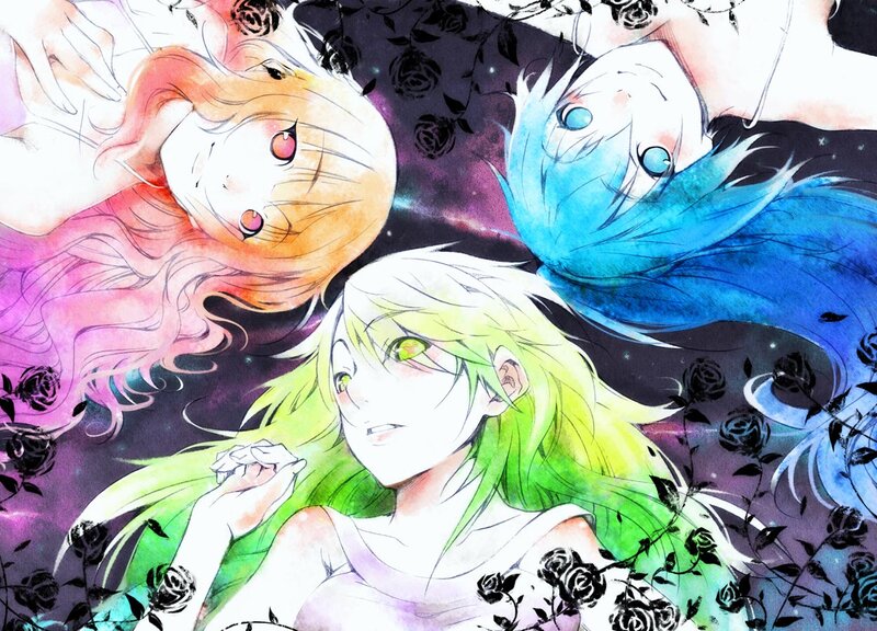 Three Anime Characters — Green, Dreamy