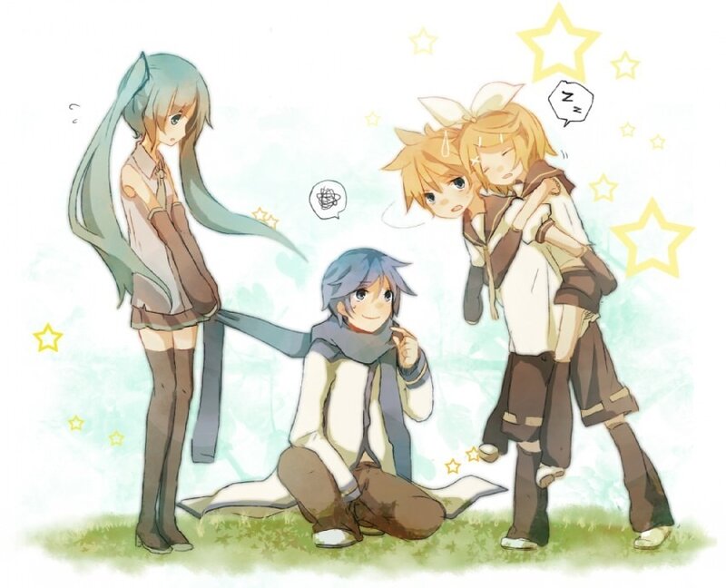 Three Anime Characters — Green, Playful