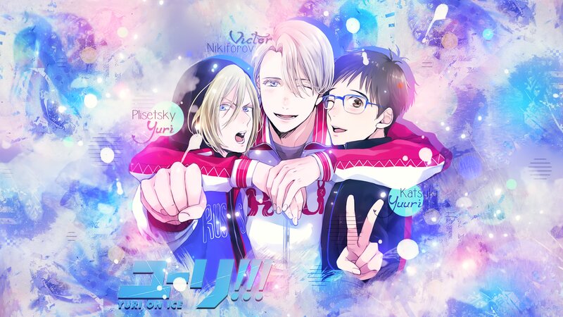 Three Anime Characters Hugging — Blue, Energetic