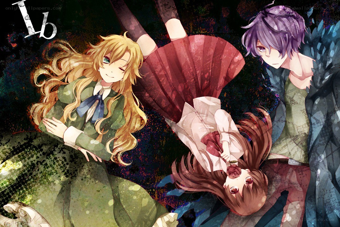 Three anime characters in a dark scene