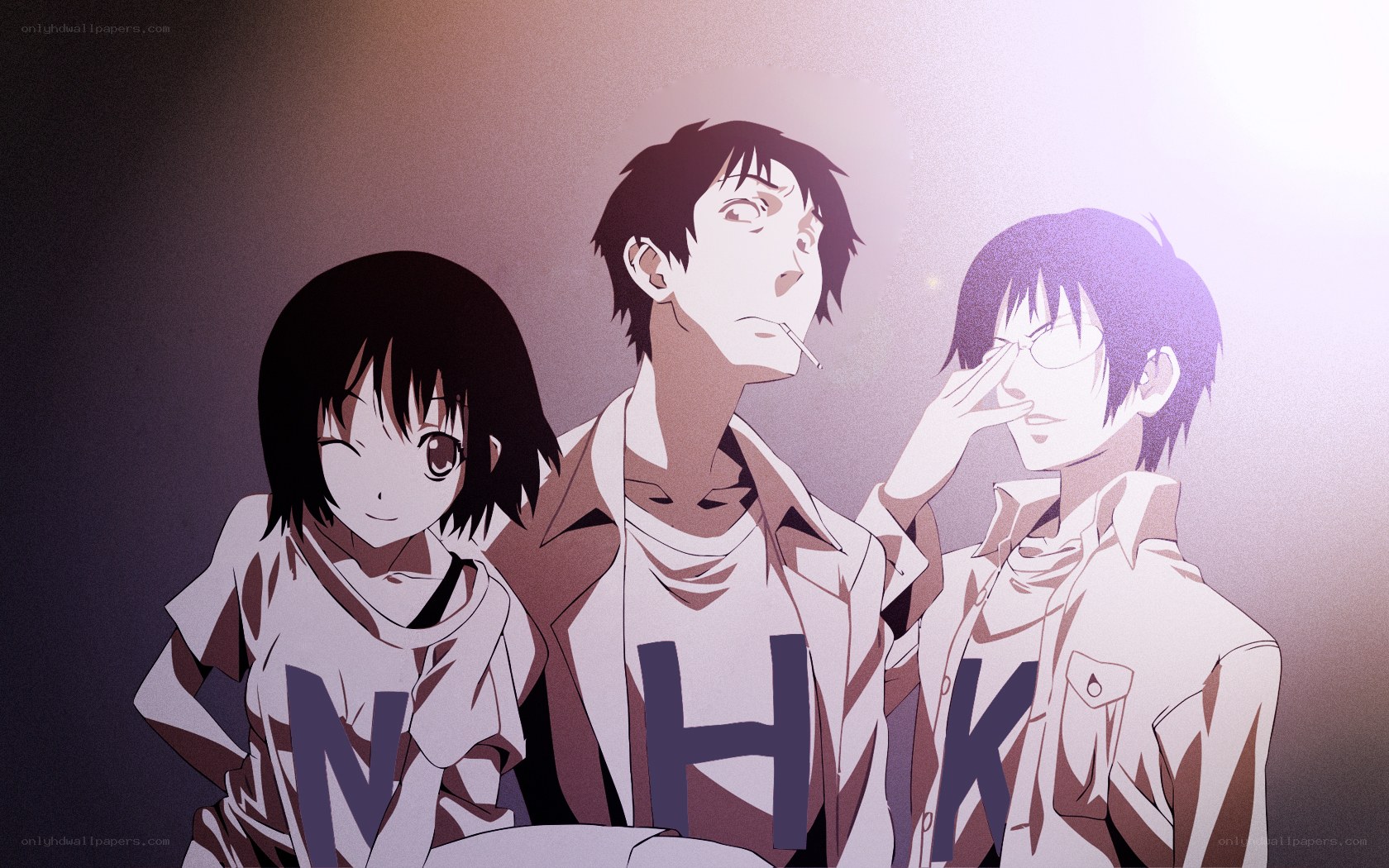 three anime characters in a group