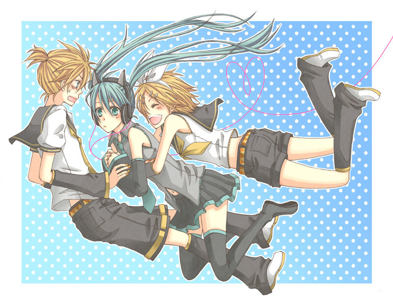 Three anime characters in a playful pose