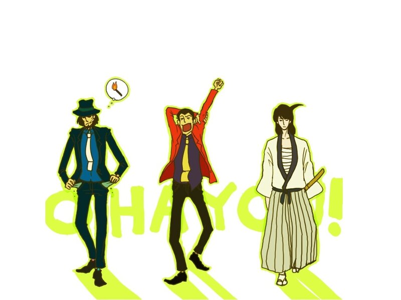 Three anime characters in a row