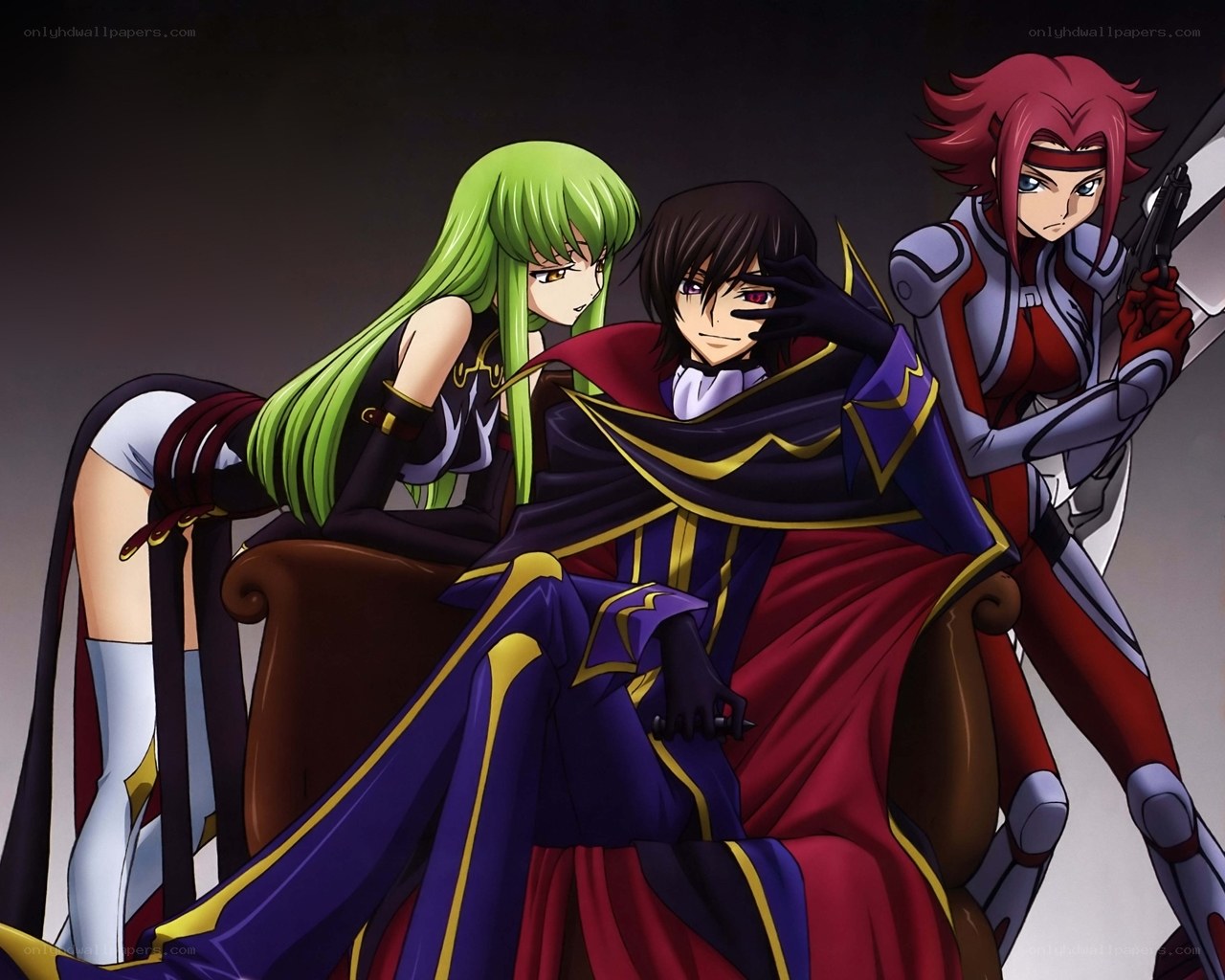 Three anime characters in a scene