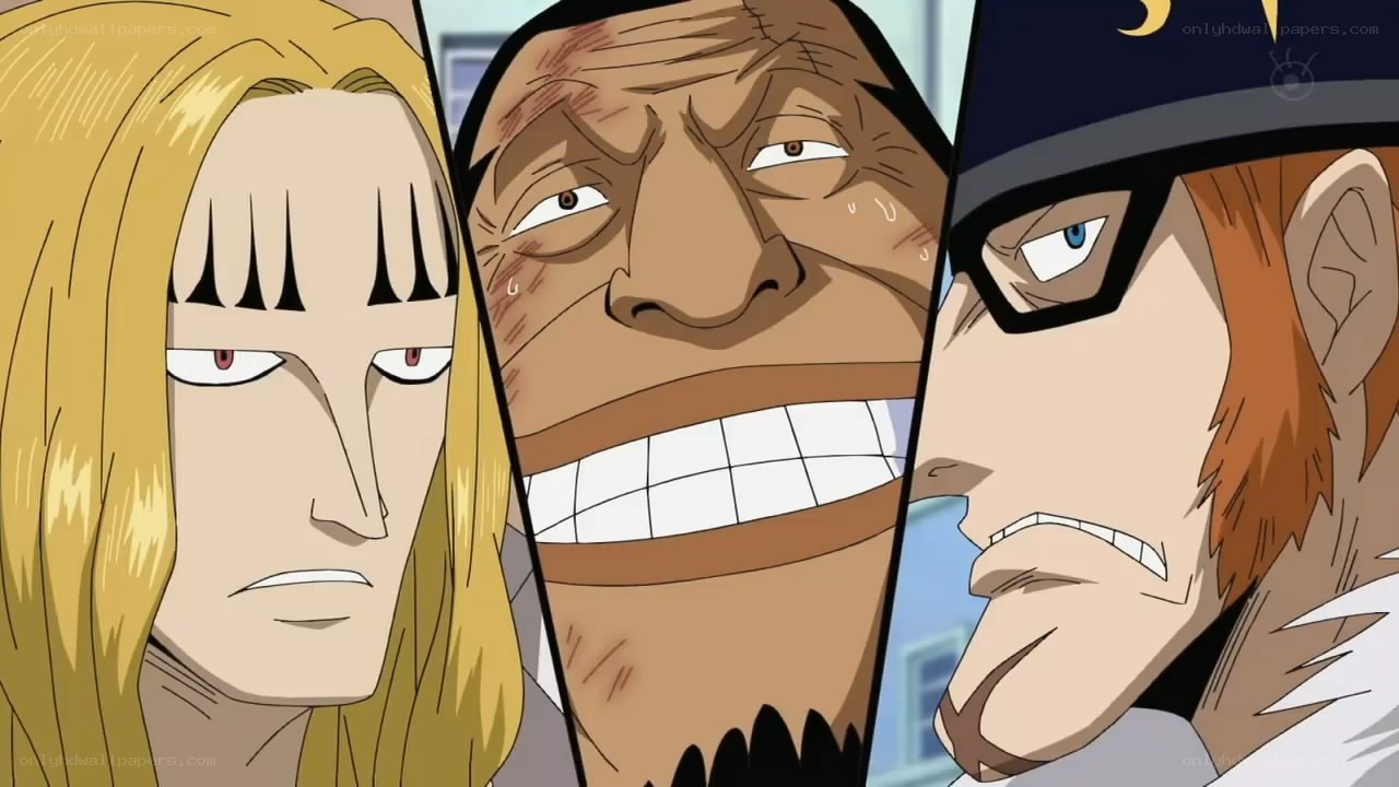 Three anime characters in a split screen