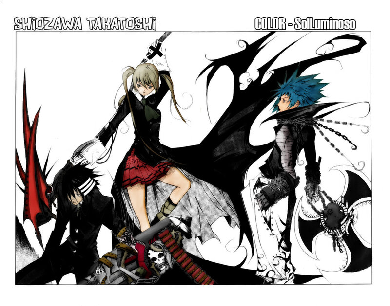 Three anime characters in action