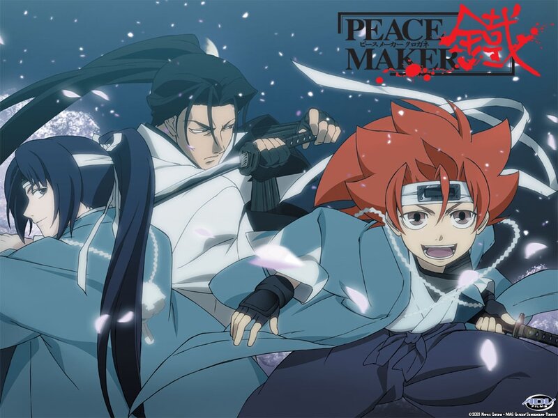Three Anime Characters in Action — Blue