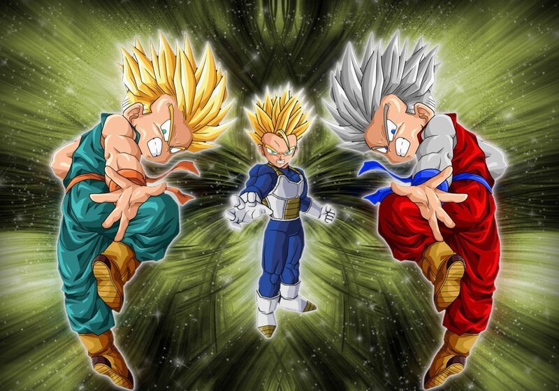 Three Anime Characters in Action — Green