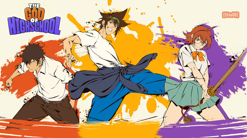 Three Anime Characters in Action — Orange