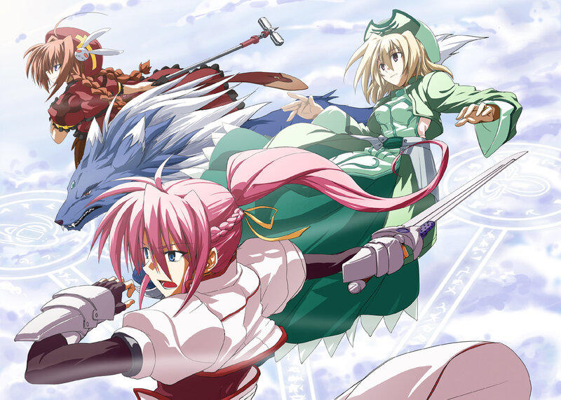 Three Anime Characters in Action — Pink