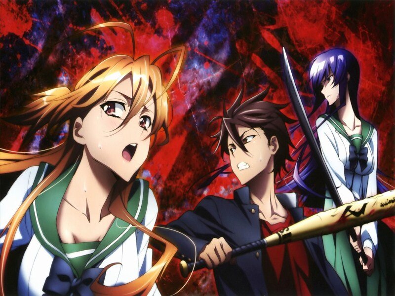 Three Anime Characters in Action — Red, Dramatic, Sword