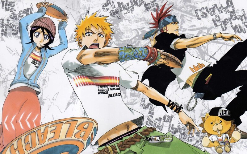 Three Anime Characters in Action — White, Dynamic
