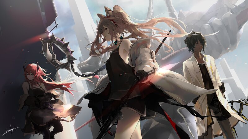 Three Anime Characters in Battle — Gray