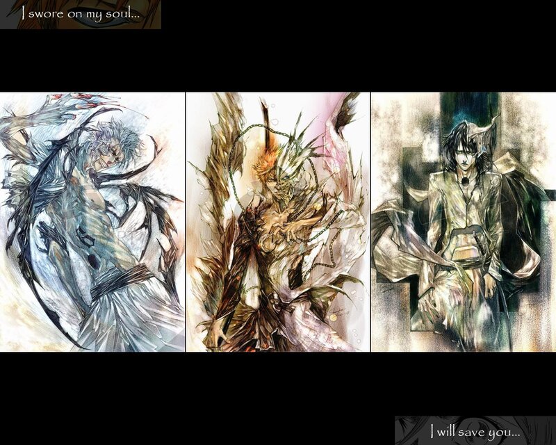 Three anime characters in battle