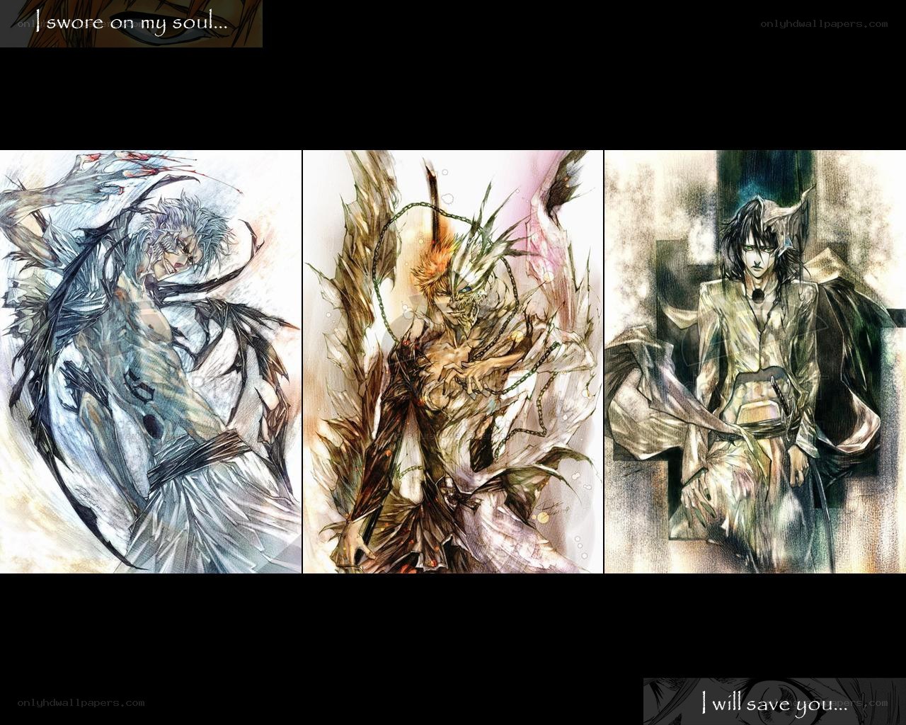 Three anime characters in battle