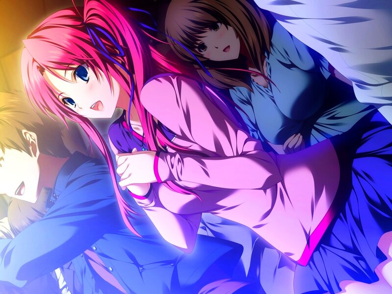 Three Anime Characters in Bed — Pink