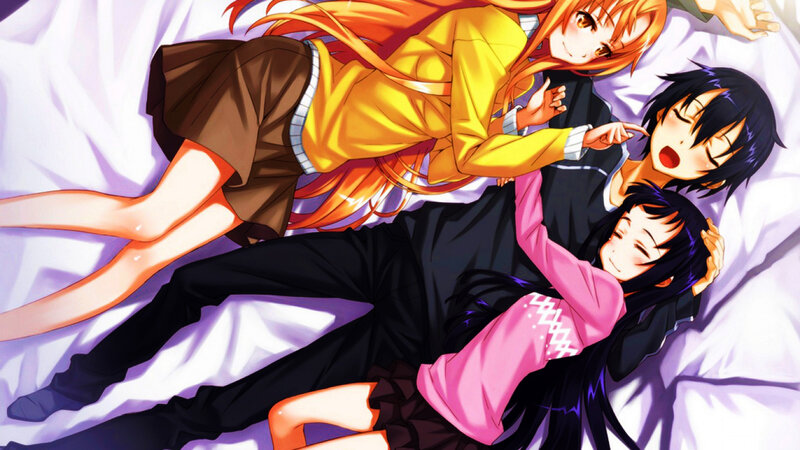 Three Anime Characters in Bed — Yellow