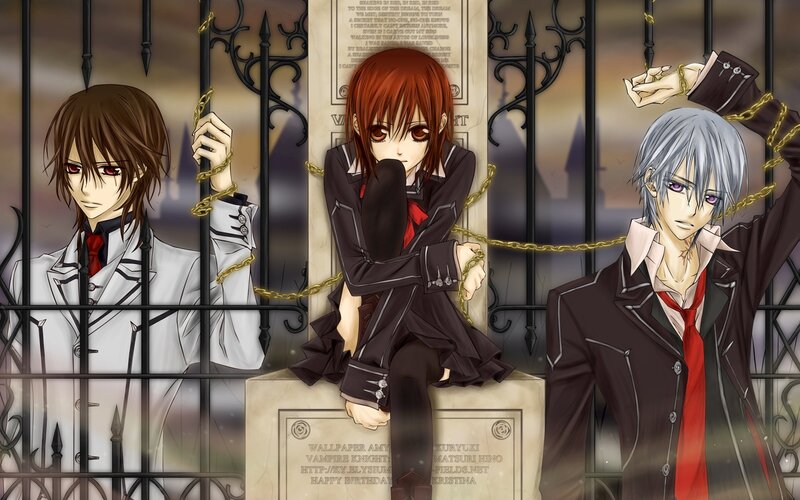 Three Anime Characters in Chains — Black