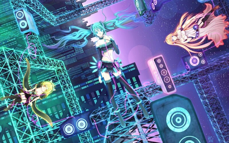Three Anime Characters in City