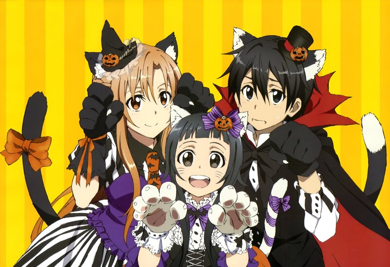 Three Anime Characters in Costumes — Yellow