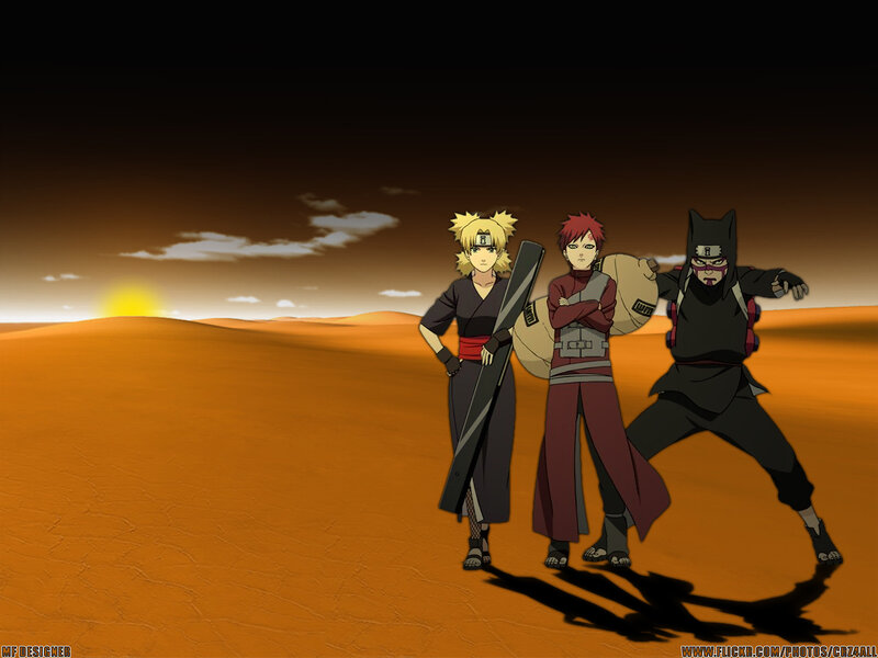 Three Anime Characters in Desert — Orange