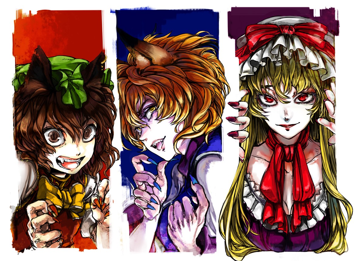 Three anime characters in different styles
