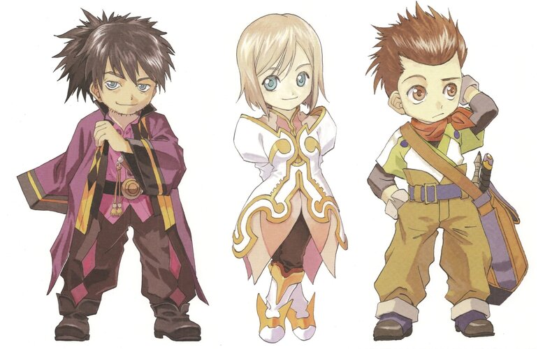 three anime characters in fantasy attire
