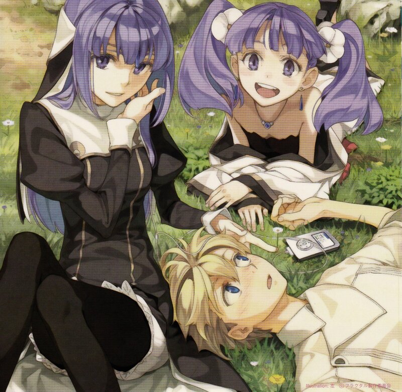 Three Anime Characters in Field — Purple