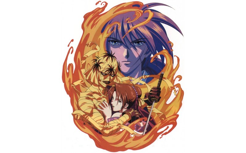 Three Anime Characters in Flames