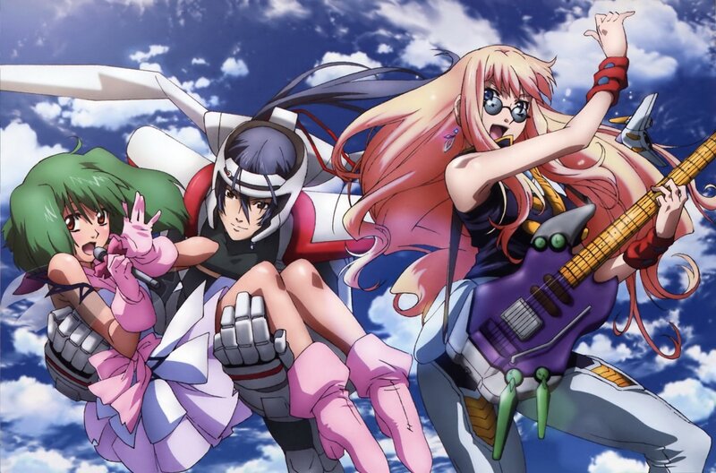 Three Anime Characters in Flight — Blue
