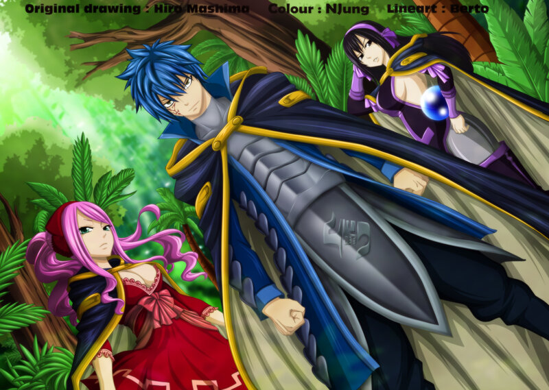 Three Anime Characters in Forest — Green