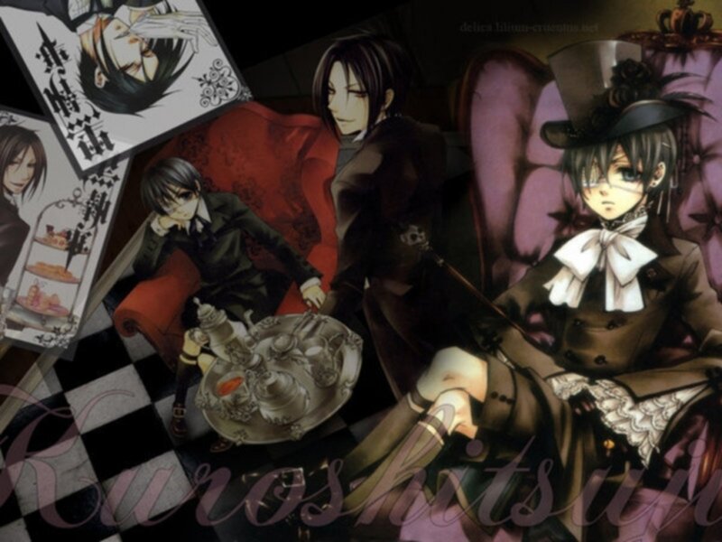Three Anime Characters in Formal Wear — Black