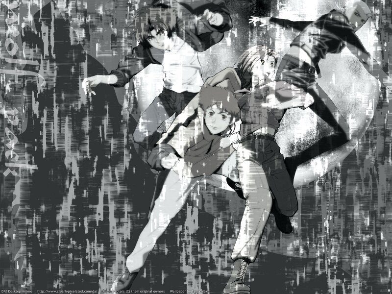 Three Anime Characters in Motion — Black