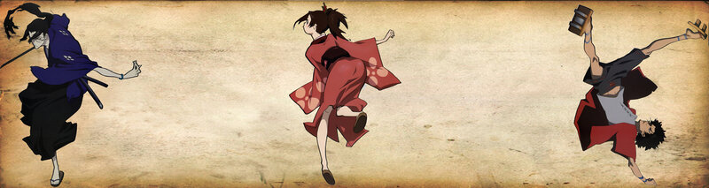 Three Anime Characters in Motion — Brown