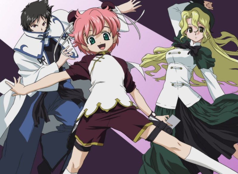 Three Anime Characters in Motion — Purple
