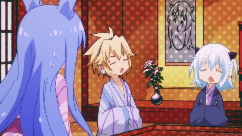 Three Anime Characters in Room — Blue