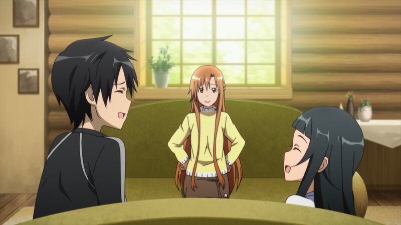 Three Anime Characters in Room — Brown