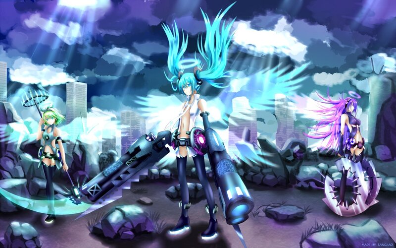 Three Anime Characters in Ruins