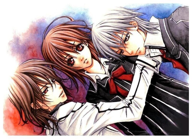 Three anime characters in school uniforms