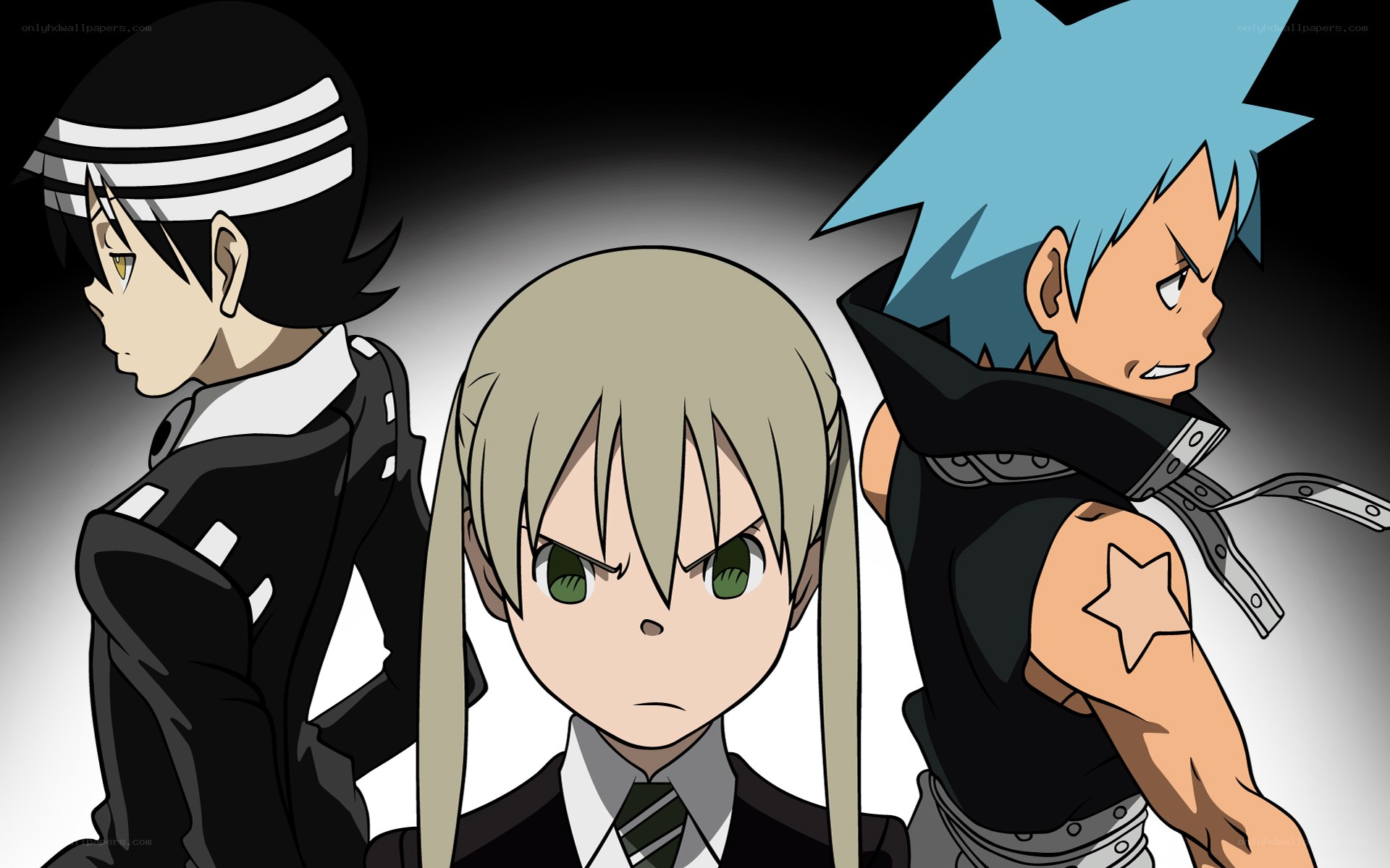 Three anime characters in school uniforms