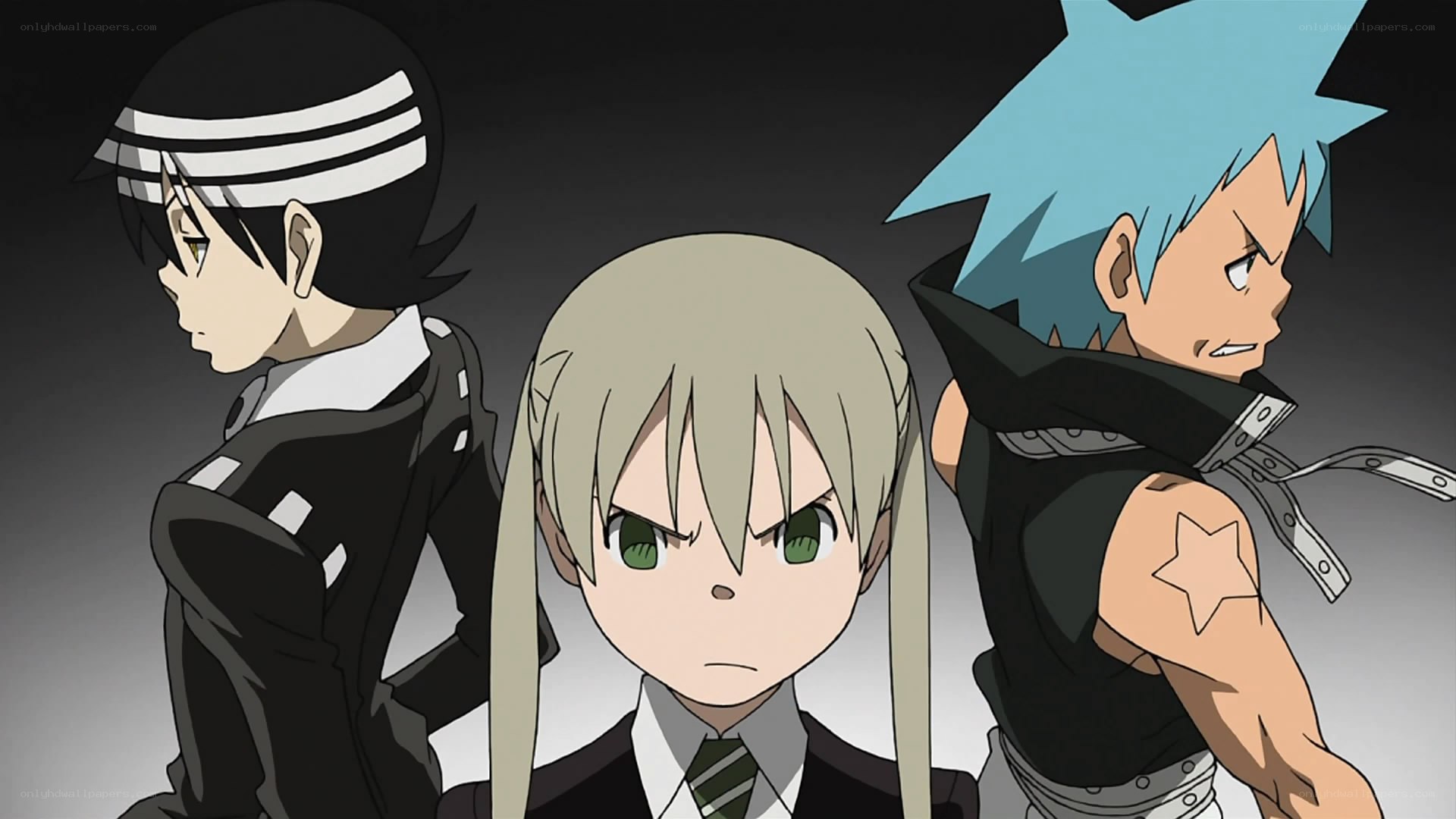 three anime characters in school uniforms