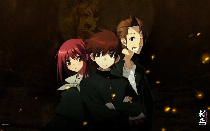 three anime characters in school uniforms