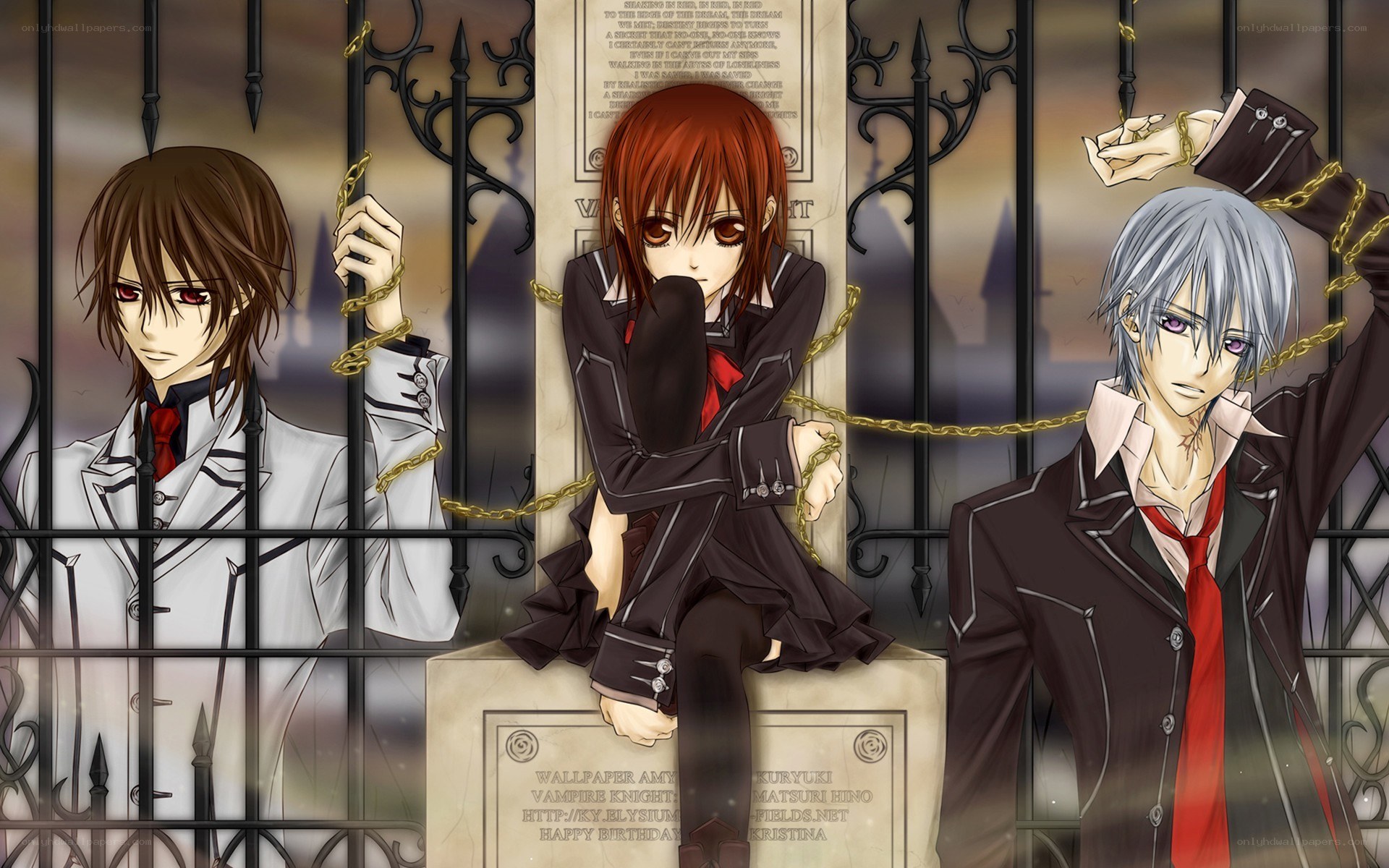 Three anime characters in school uniforms