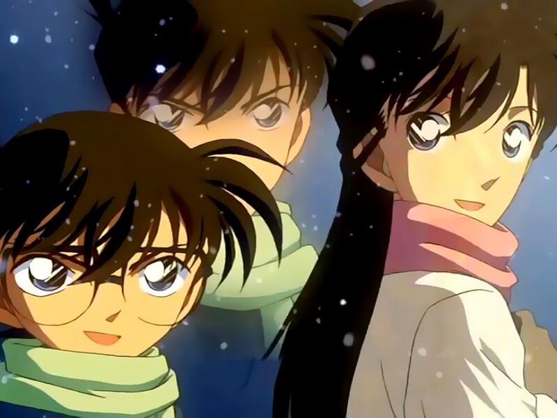 Three Anime Characters in Snow — Blue, Calm, Winter