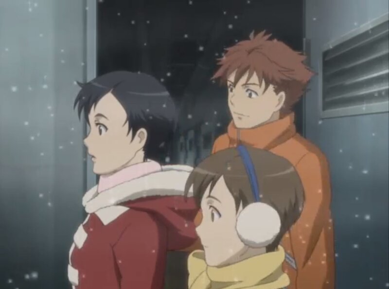 Three Anime Characters in Snow — Gray