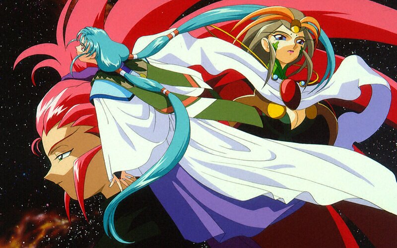 Three Anime Characters in Space — White, Dramatic