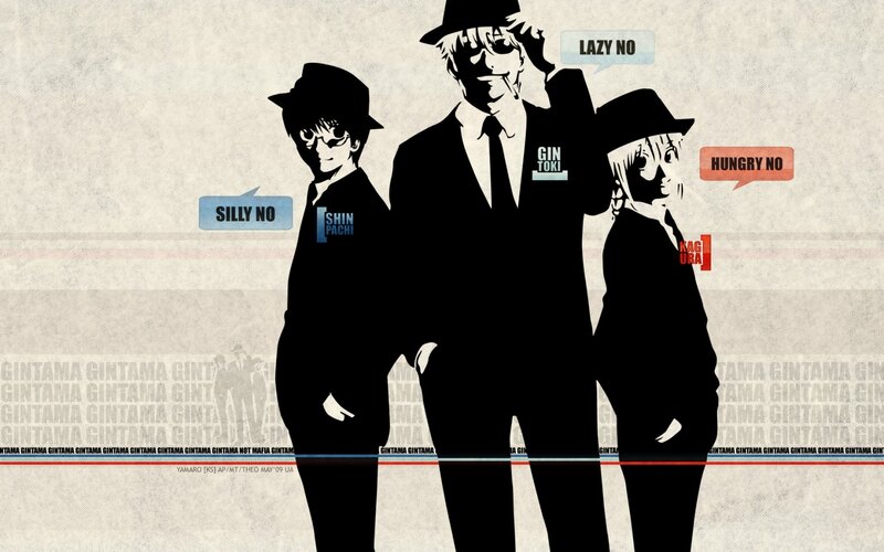Three Anime Characters in Suits — Black